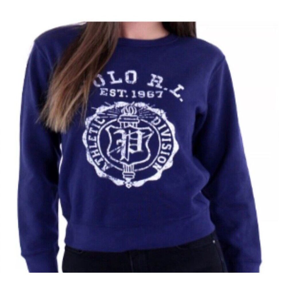 Polo Ralph Lauren Sweatshirt Women Small Navy‎ Blue Crew RL Athletic Division